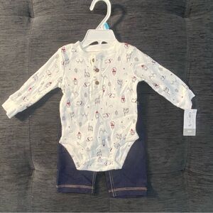 White and Blue Kids Bodysuit Set